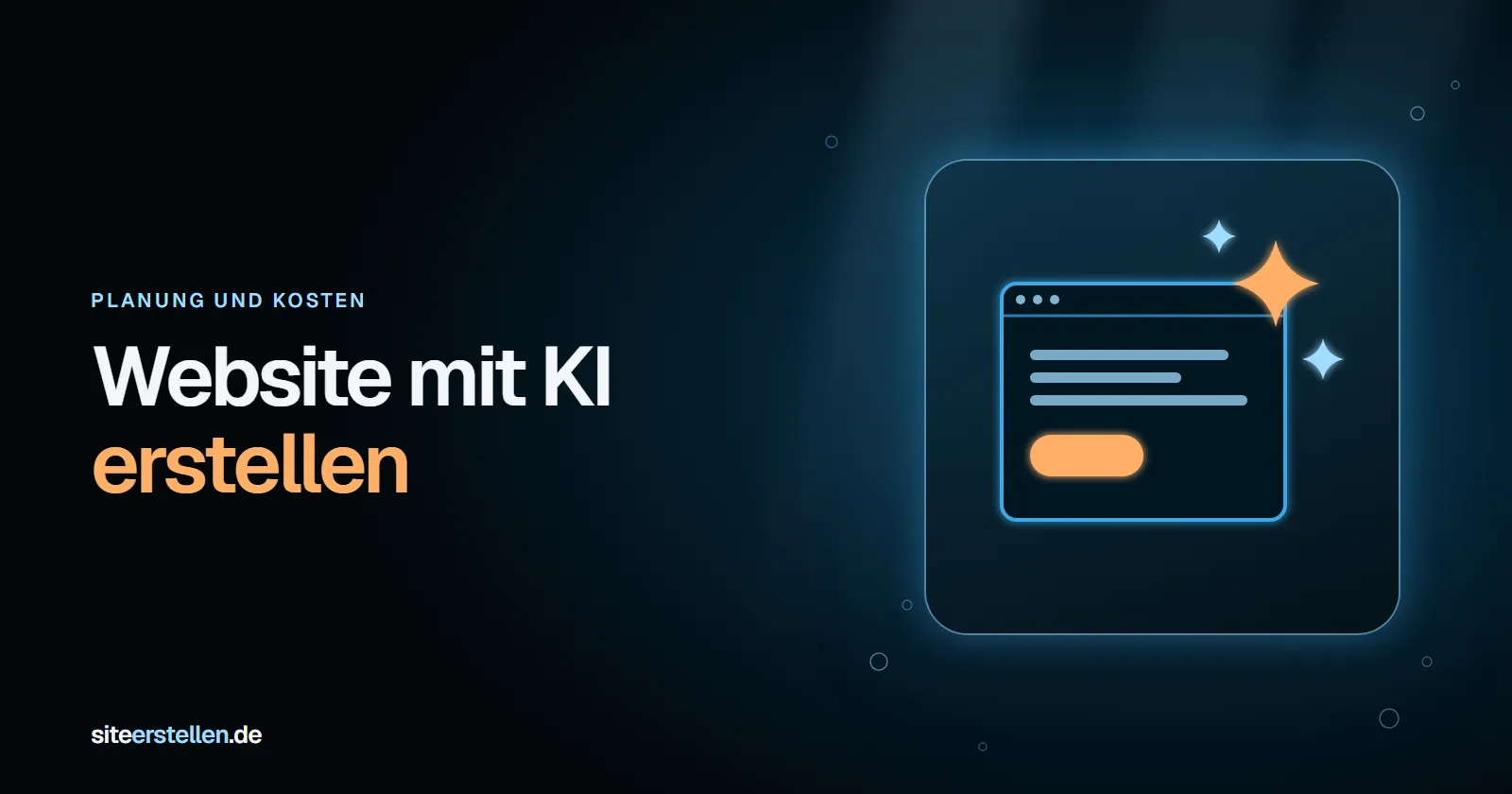 Browserfenster mit einer halb fertigen Firmenwebsite, daneben ein Eingabefeld für einen Prompt – Website mit KI erstellen